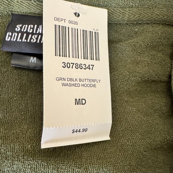 Social Collision Crop Hoodie Full Zip Green size M - Picture 5 of 6